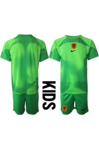 Nederland Doelman Babytruitje Thuis tenue Kind WK 2022 Korte Mouw (+ Korte broeken)